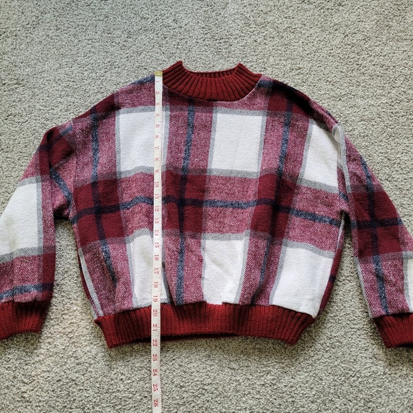 Plaid Crew Neck Sweatshirt | Size S - Picture 3 of 3